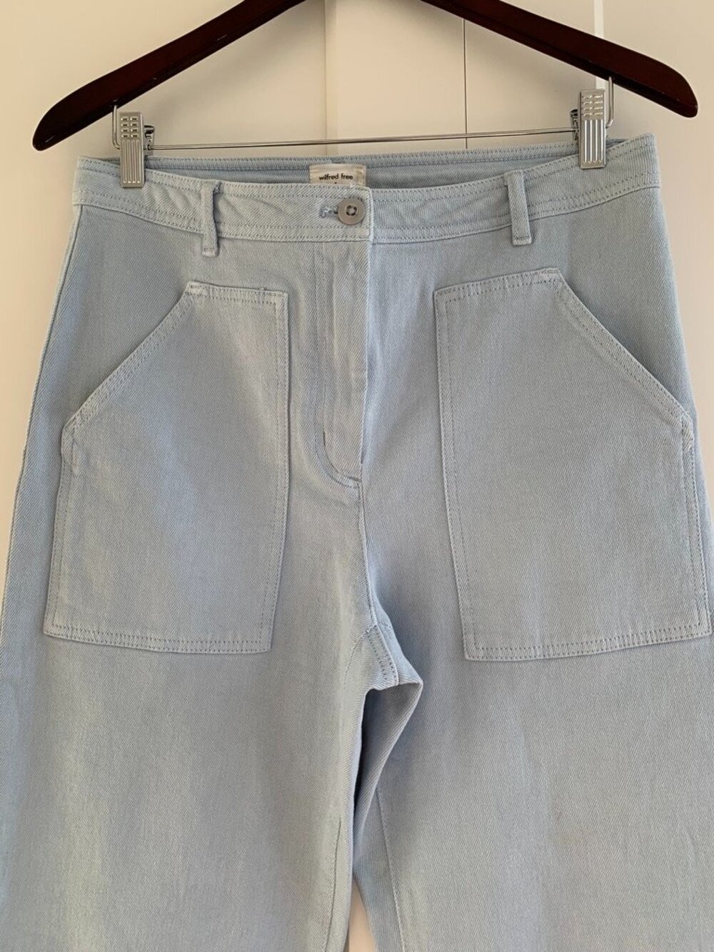Wilfred Modern Utility pant Light Blue mid-rise Straight Leg size 8 - Picture 7 of 8